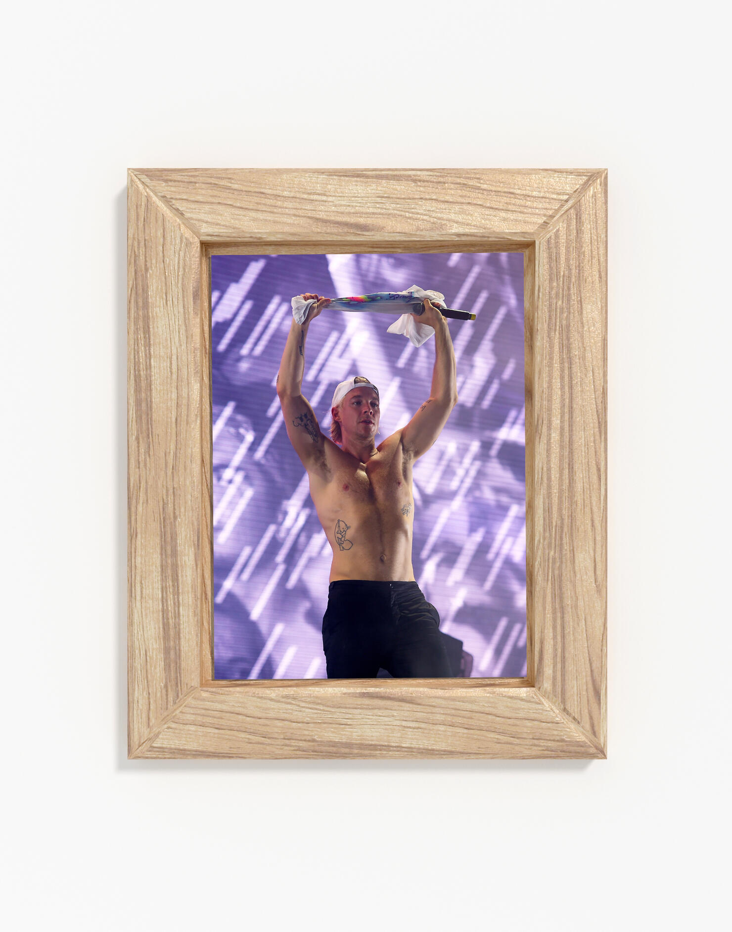 A framed picture of Diplo