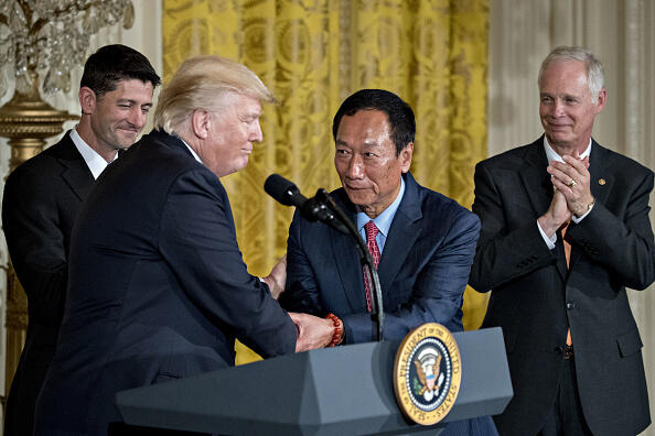 Trump announced that Foxconn plans a new factory in Wisconsin, fulfilling the Taiwanese manufacturing giants promise to invest in the U.S. Photographer: Andrew Harrer/Bloomberg via Getty Images