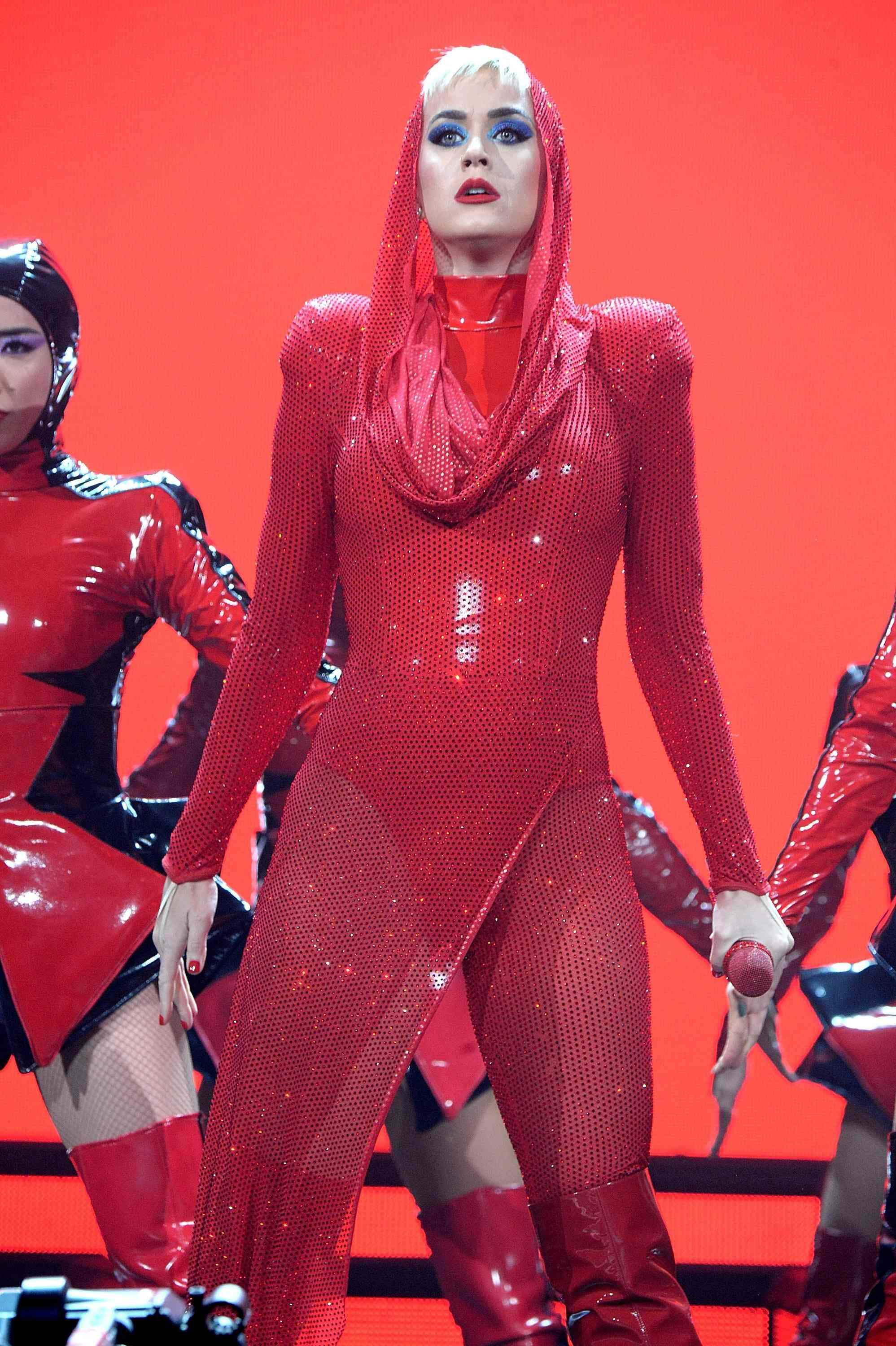 Katy Kicks Off 'WITNESS Tour' In Sexy Red Bodysuit: Her Looks | iHeart