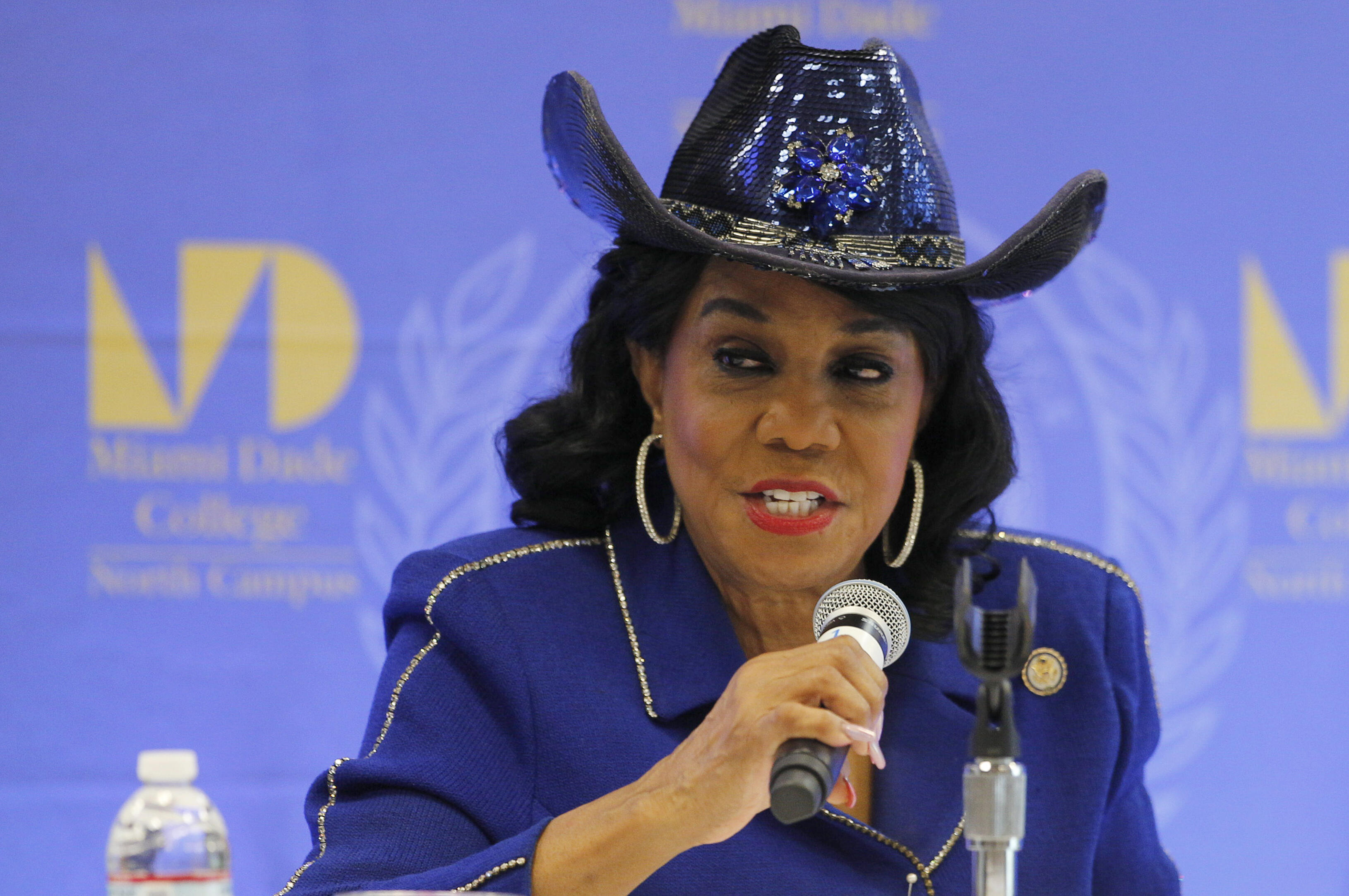 MIAMI, FL - OCTOBER 19: Rep. Frederica Wilson (D-FL) speaks at a Congressional field hearing on nursing home preparedness and disaster response October 19, 2017, in Miami, Florida. The hearing comes in the wake of fourteen patient deaths at the Rehabilitation Center of Hollywood Hills, Florida, which lost power after Hurricane Irma struck Florida. The nursing home deaths remain under police investigation. (Photo by Joe Skipper/Getty Images)