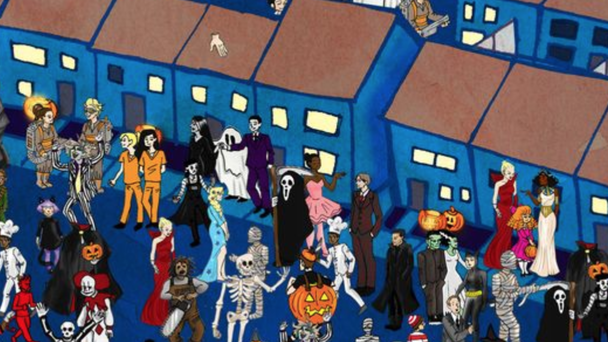 Can You Spot The Burglar In This Halloween Scene?