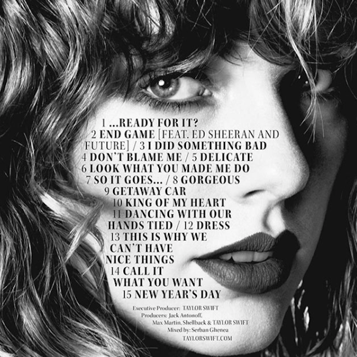 Taylor Swift Releases ‘reputation Track List Iheart 9920