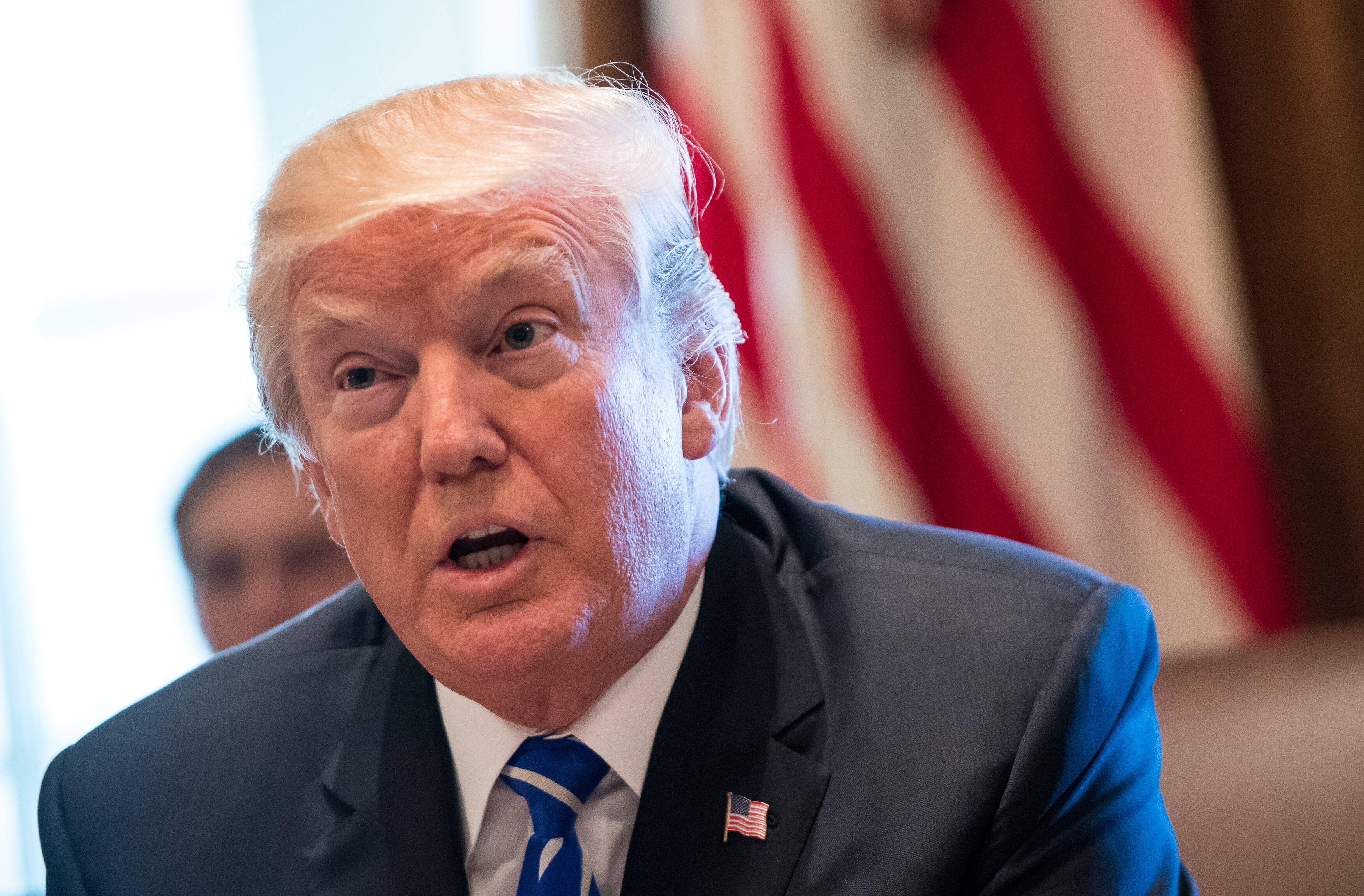 WASHINGTON, DC - NOVEMBER 20: (AFP OUT) U.S. President Donald Trump speaks to the media during a cabinet meeting at the White House on November 20, 2017, in Washington, D.C. President Trump officially designated North Korea as a state sponsor of terrorism. (Photo by Kevin Dietsch-Pool/Getty Images)