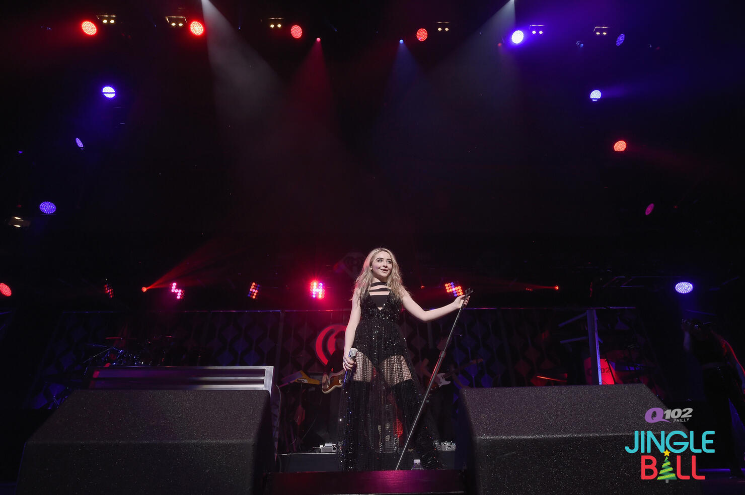 Sabrina Carpenter live on stage at Q102 Jingle Ball 2017.
