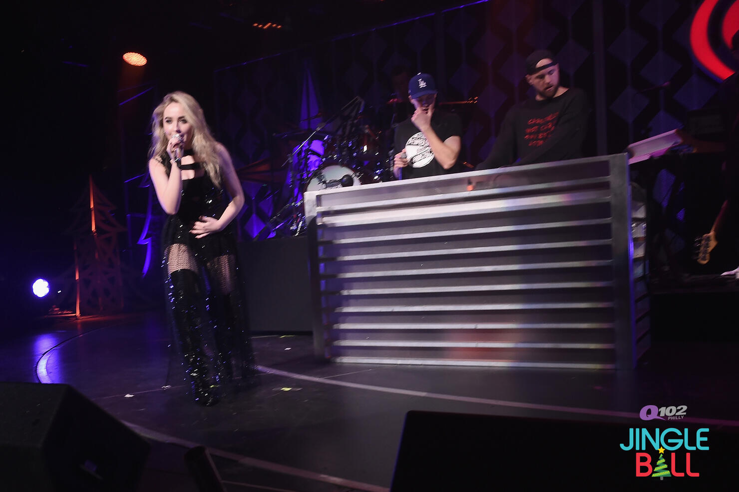 Sabrina Carpenter live on stage at Q102 Jingle Ball 2017.