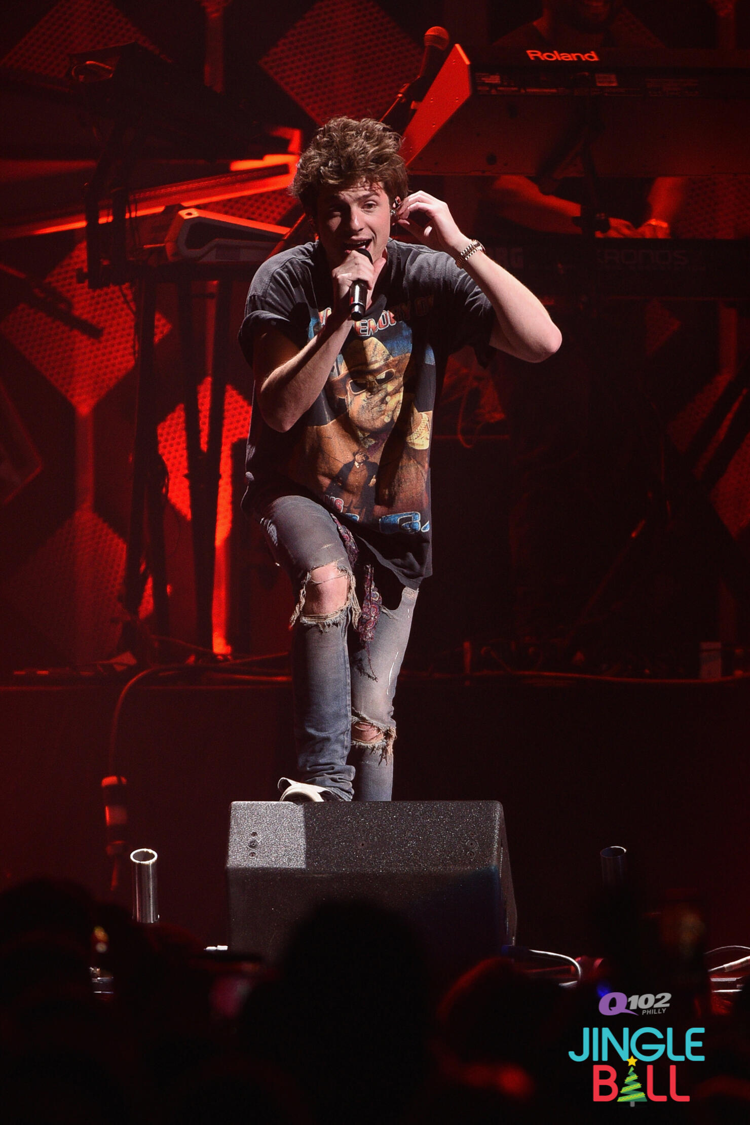 Charlie Puth live on stage at Q102 Jingle Ball 2017