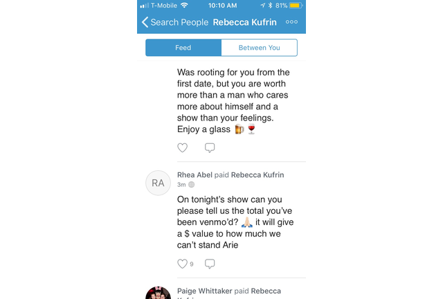 Bachelor Fan's Spam Becca K.'s Venmo!