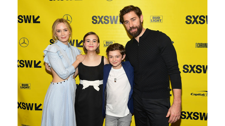 Emily Blunt, Millicent Simmonds, Noah Jupe, and John Krasinski attend the 'A Quiet Place' Premiere