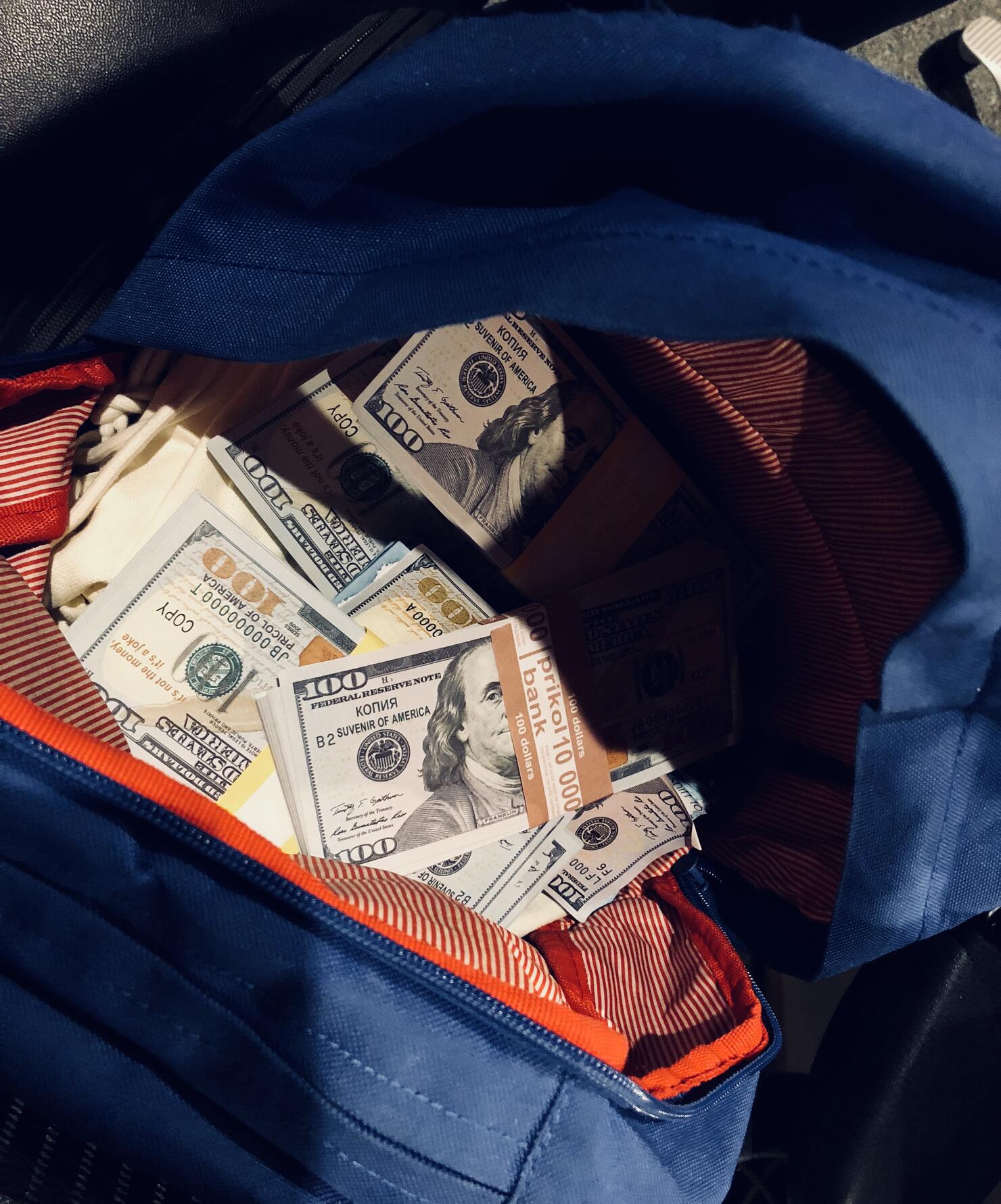 money in backpack