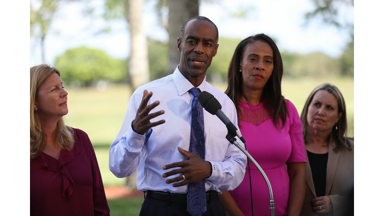 PARKLAND, FL - FEBRUARY 28: Broward Schools Superintendent Robert Runcie speaks to the media after students attended classes at Marjory Stoneman Douglas High School for the first time since the shooting that killed 17 people on February 14 at the school on February 28, 2018 in Parkland, Florida. Police arrested 19-year-old former student Nikolas Cruz for the 17 murders. (Photo by Joe Raedle/Getty Images)