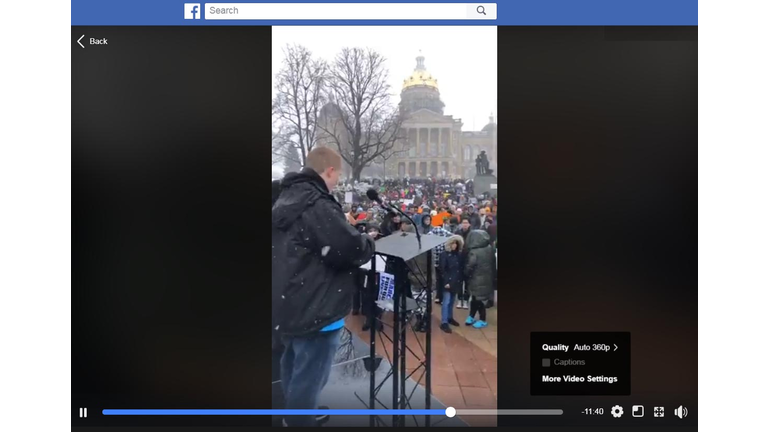 Facebook live video posted by supporters of Iowa State Capitol rally CLICK FOR VIDEO