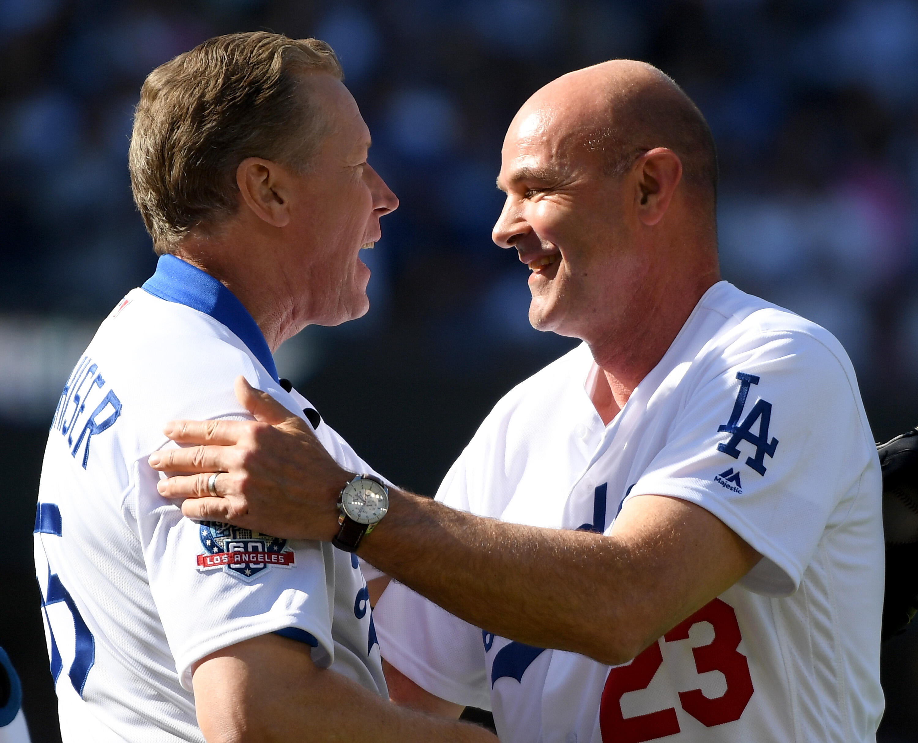 Kirk Gibson throws out the first pitch on Dodgers Opening Day