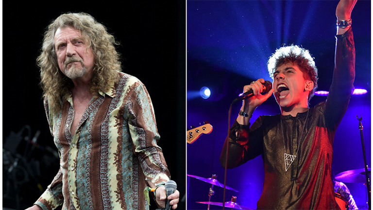 Robert Plant (left) and Robert Plant impersonator Josh Kiszka (right).