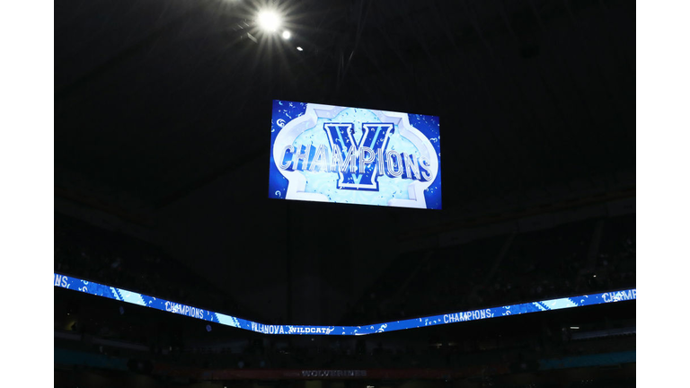 The scoreboard displays the Villanova Wildcats as Champions 