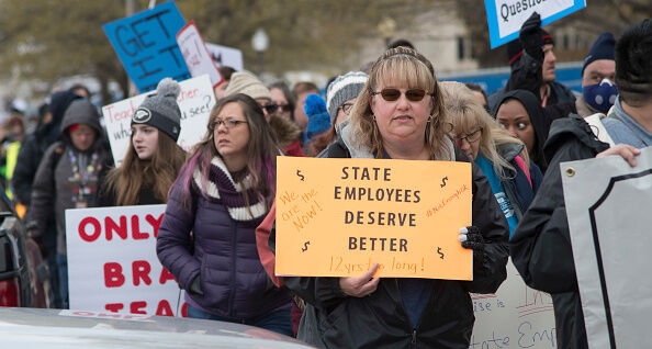 Oklahoma Teachers Go On Strike And Rally At State Capitol