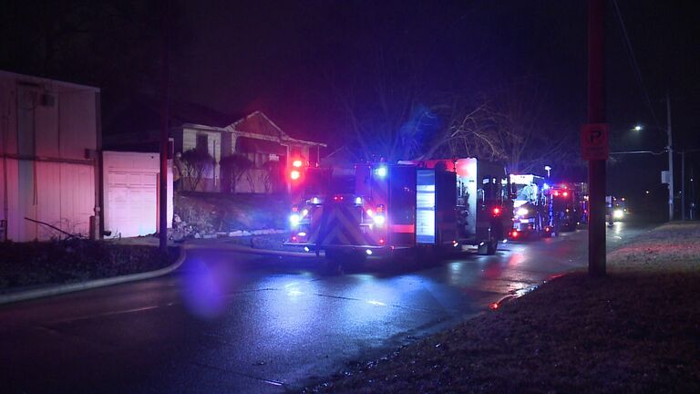 House fire at 306 East 17th Street just before 2:00 a.m. Photo by WHO TV