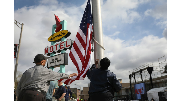 Flag raised half staff at the Lorraine Motel (Getty)