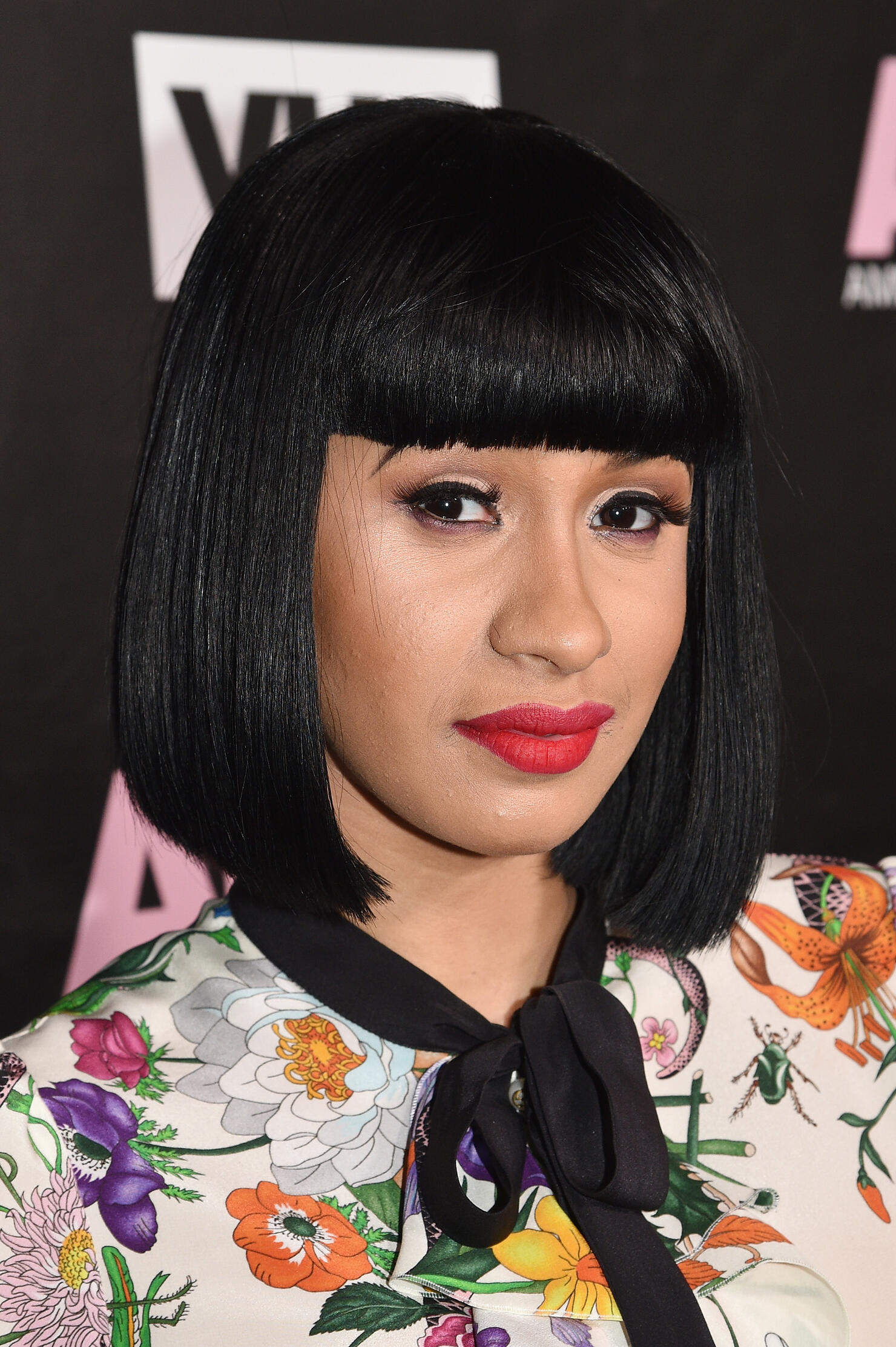 Cardi B Wavy Black Blunt Cut, Bob Hairstyle