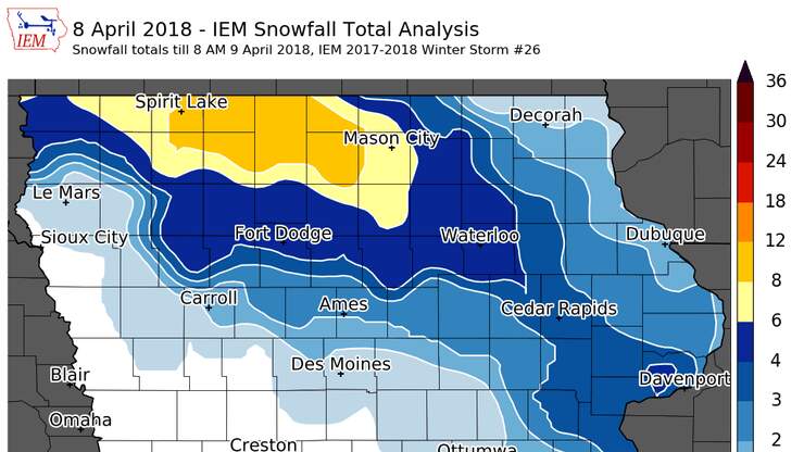 Iowa snowfall totals after overnight winter blast AM 600