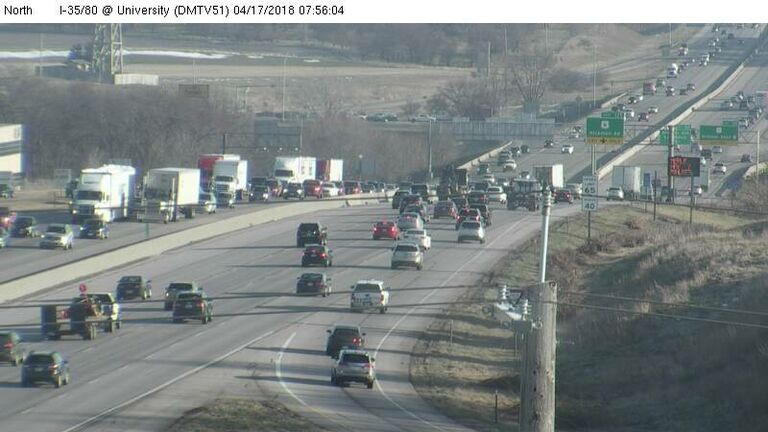 Heavy traffic slowed by crash on I-80 I-35 near Clive. Iowa DOT