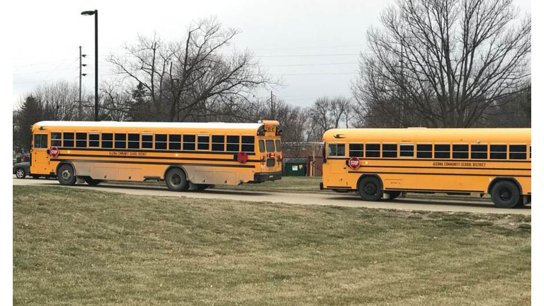 Algona school buses. Photo WHO TV