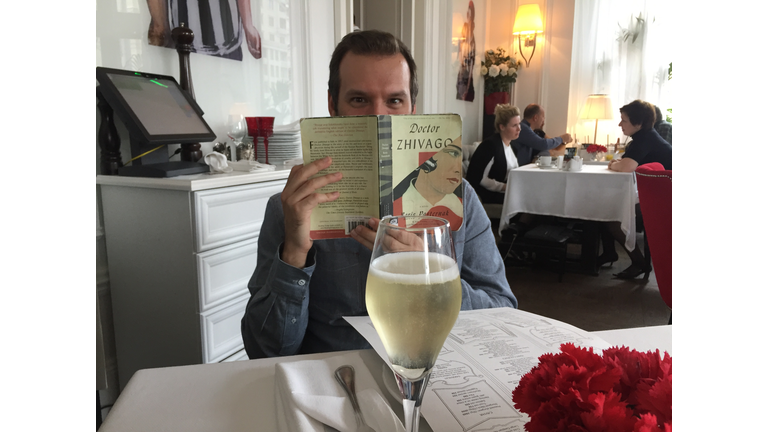 Matt reading Doctor Zhivago and Grand Cafe Doctor Zhivago!