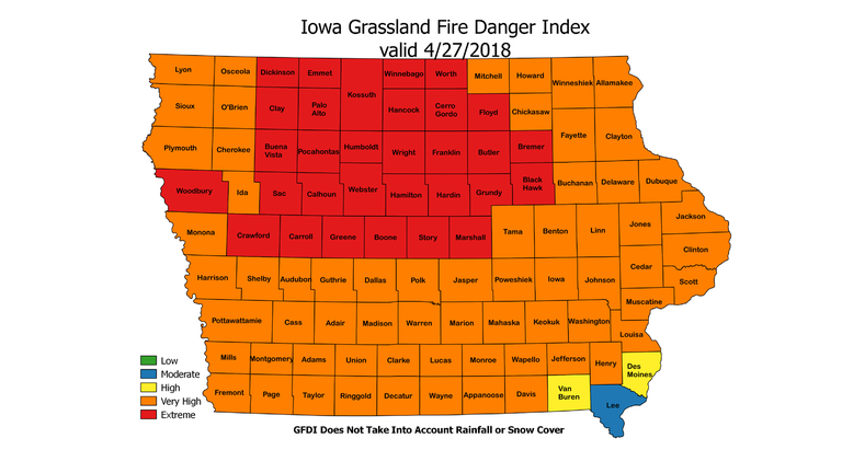 Iowa Fire Danger Map 04/27/18