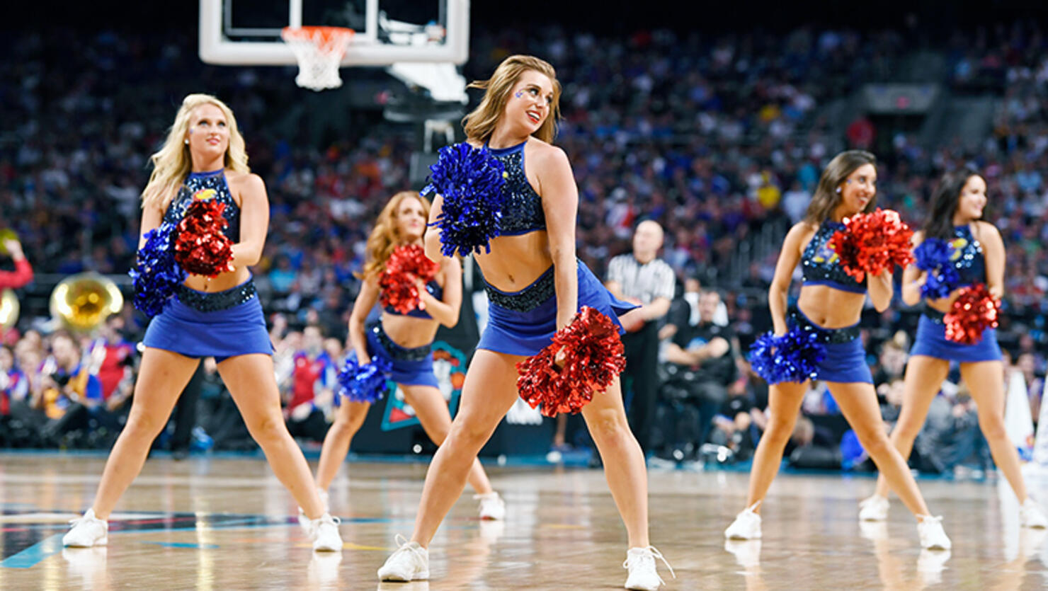 Kansas University’s cheerleading squad
