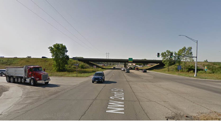 I-80 35 at NW 2nd Street in Des Moines.  Google Street View