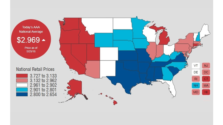 Click on map for AAA interactive gas price map