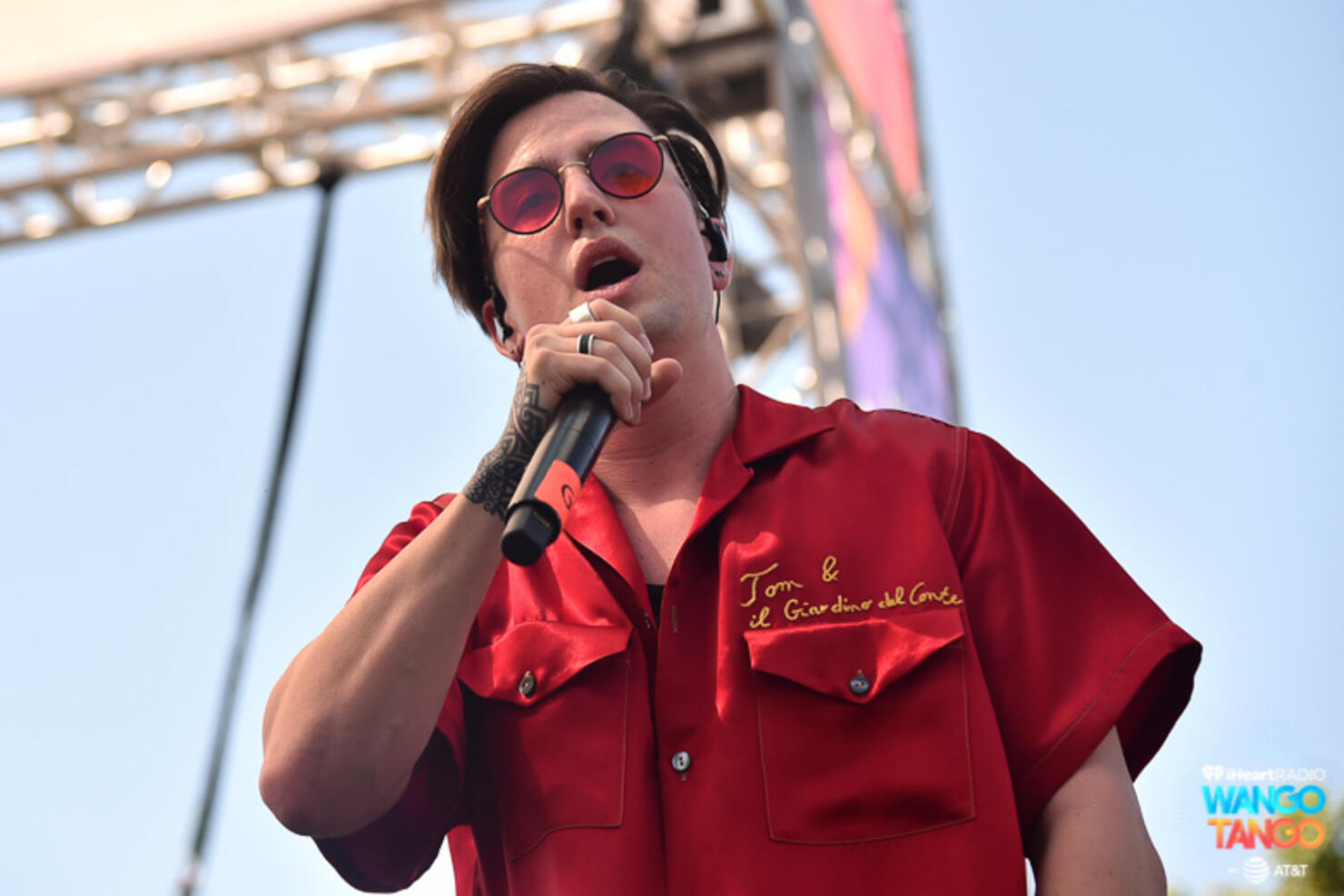  Logan Henderson, jacket detail, performs live during the KIIS FM Wango Tango Village at the 2018 iHeartRadio Wango Tango