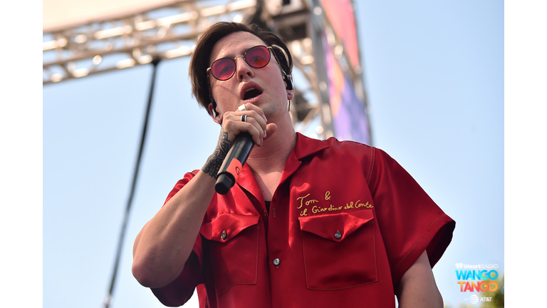  Logan Henderson, jacket detail, performs live during the KIIS FM Wango Tango Village at the 2018 iHeartRadio Wango Tango