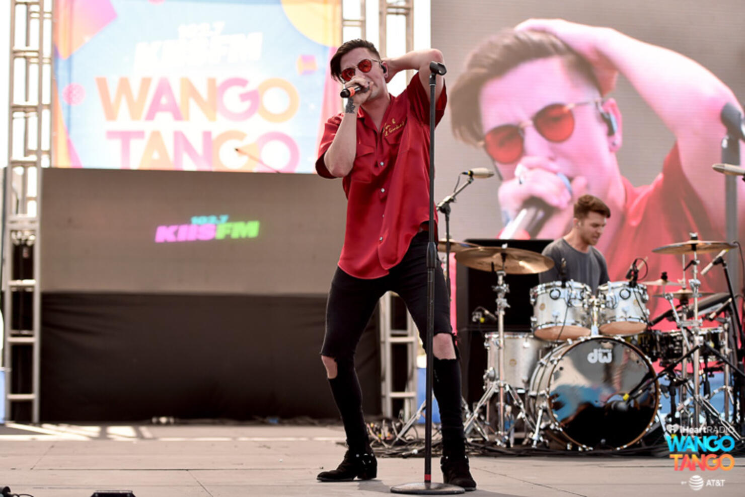  Logan Henderson, jacket detail, performs live during the KIIS FM Wango Tango Village at the 2018 iHeartRadio Wango Tango