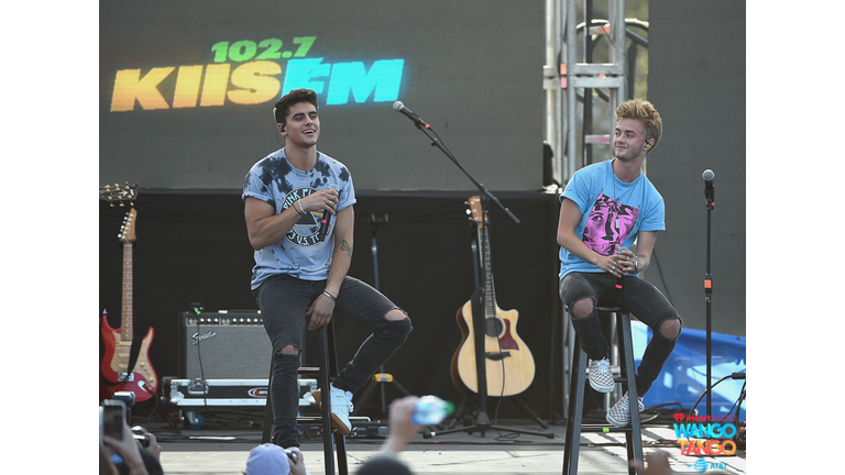  Jack Gilinsky and Jack Johnson of Jack & Jack perform live during the KIIS FM Wango Tango Village at the 2018 iHeartRadio Wango Tango by AT&T in Los Angeles, California.