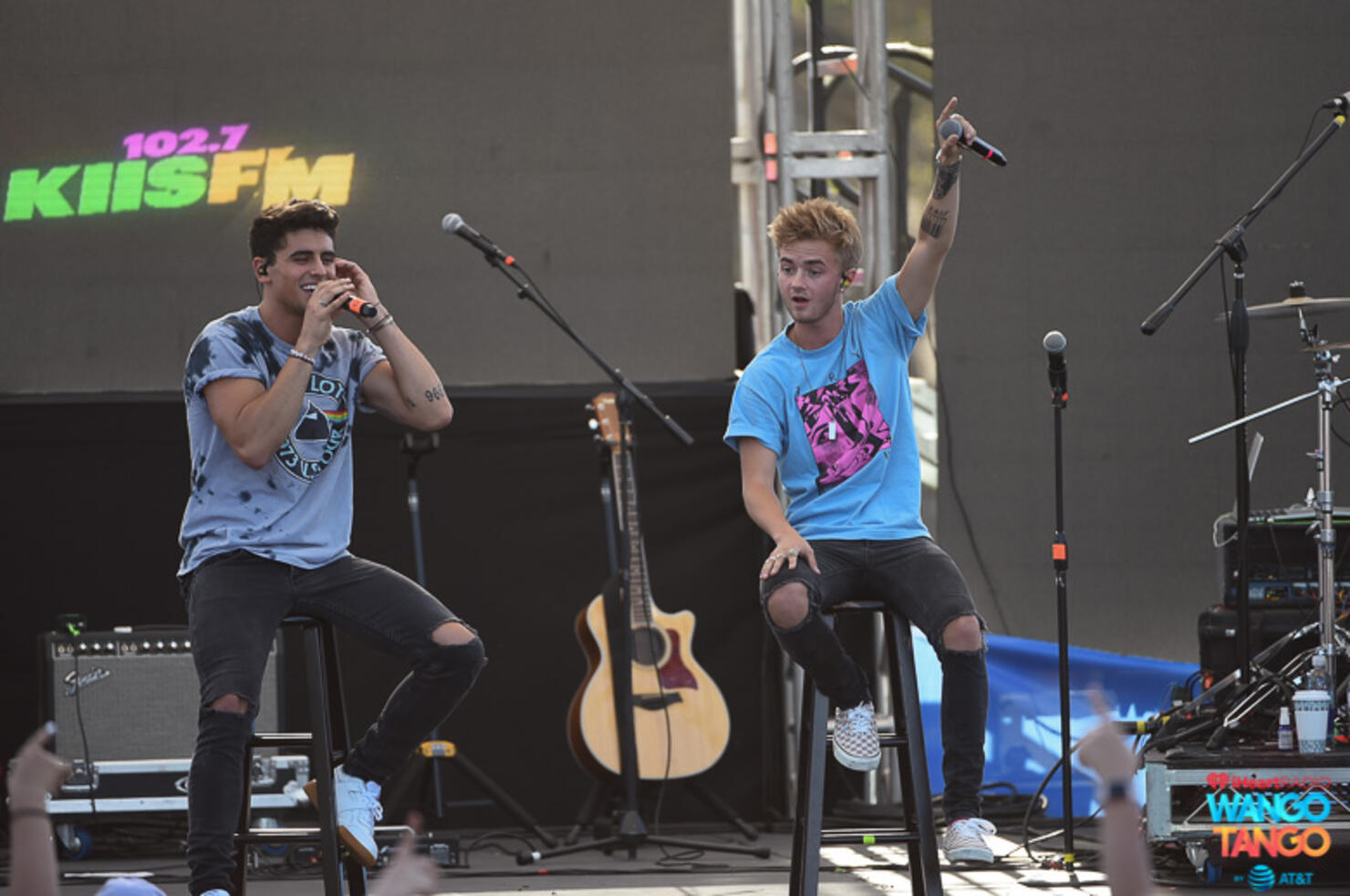  Jack Gilinsky and Jack Johnson of Jack & Jack perform live during the KIIS FM Wango Tango Village at the 2018 iHeartRadio Wango Tango by AT&T in Los Angeles, California.