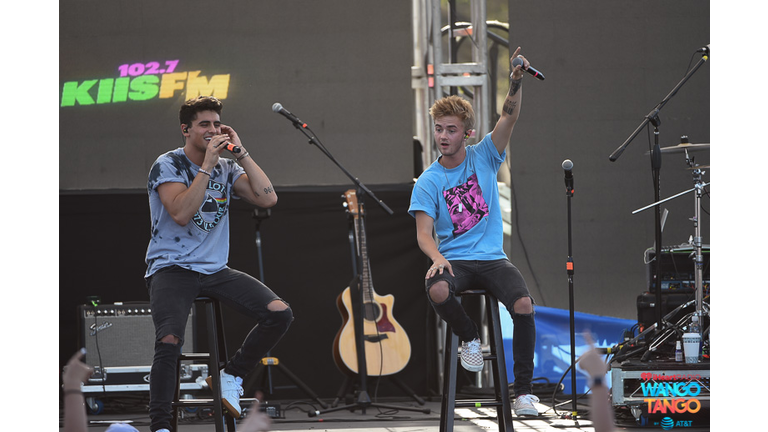  Jack Gilinsky and Jack Johnson of Jack & Jack perform live during the KIIS FM Wango Tango Village at the 2018 iHeartRadio Wango Tango by AT&T in Los Angeles, California.