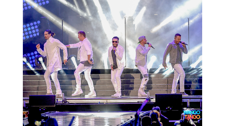 Nick Carter, Howie Dorough, AJ McLean, and Brian Littrell of music group Backstreet Boys perform onstage during the 2018 iHeartRadio Wango Tango by AT&T at Banc of California Stadium on June 2, 2018 in Los Angeles, California.