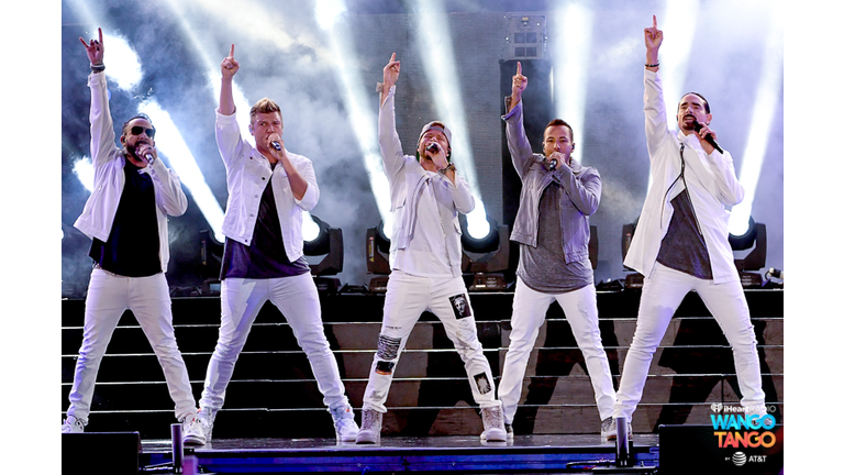 Nick Carter, Howie Dorough, AJ McLean, and Brian Littrell of music group Backstreet Boys perform onstage during the 2018 iHeartRadio Wango Tango by AT&T at Banc of California Stadium on June 2, 2018 in Los Angeles, California.