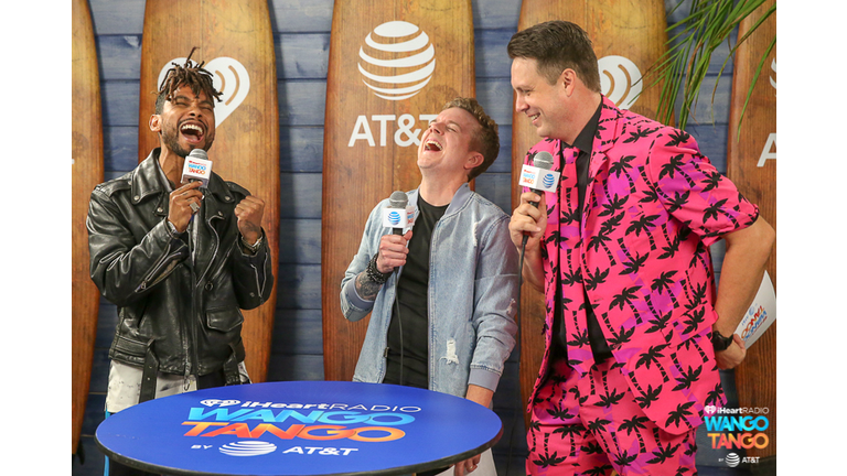 Miguel (L) backstage at the 2018 iHeartRadio Wango Tango by AT&T at Banc of California Stadium on June 2, 2018 in Los Angeles, California. 