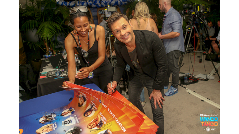  Ryan Seacrest backstage at the 2018 iHeartRadio Wango Tango by AT&T at Banc of California Stadium on June 2, 2018 in Los Angeles, California.