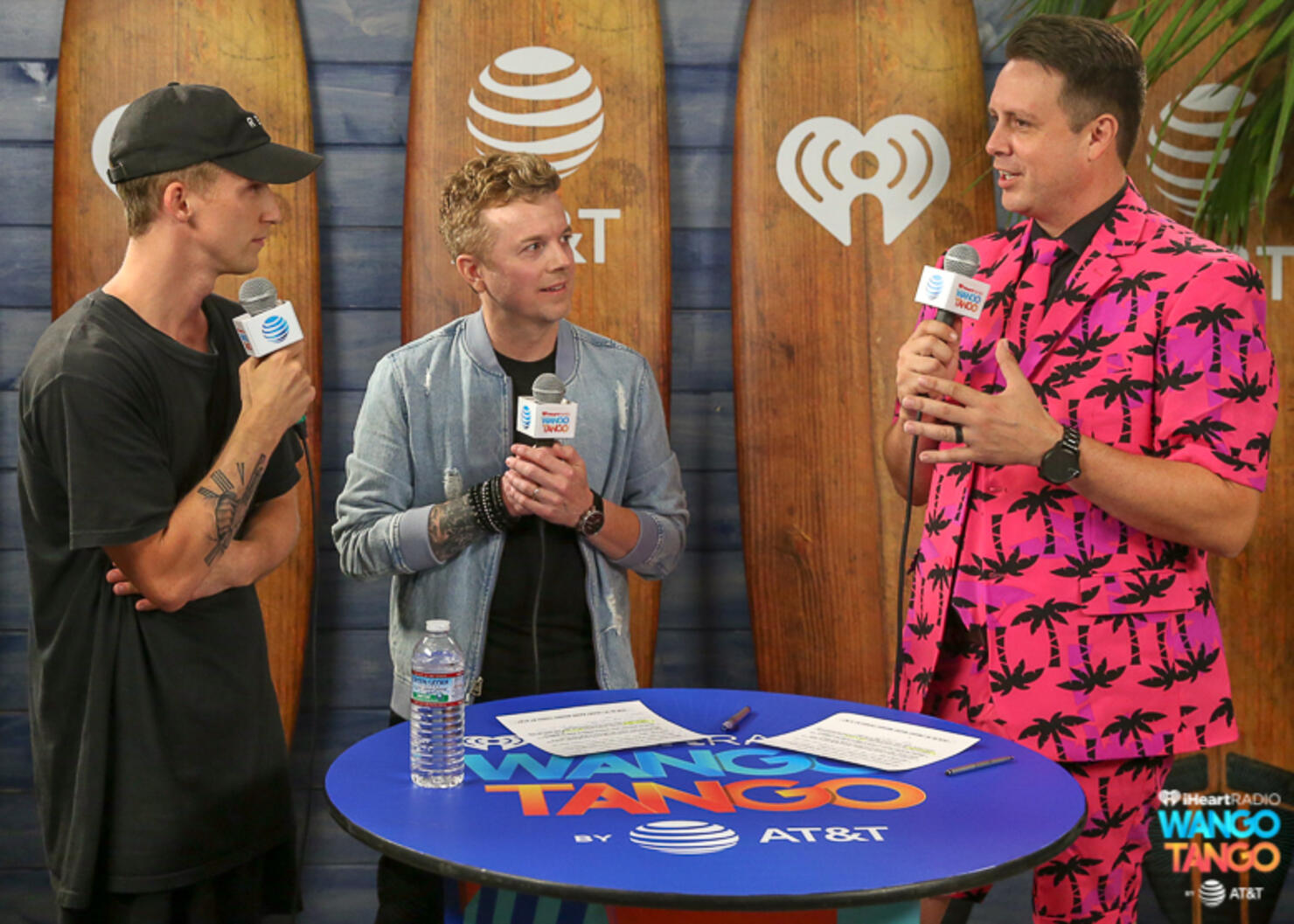  NF, JoJo Wright and Jesse Lozano backstage at the 2018 iHeartRadio Wango Tango by AT&T at Banc of California Stadium on June 2, 2018 in Los Angeles, California. 