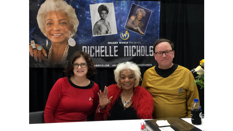 WHO Radio News Director Wendy Wilde, Nichelle Nichols star of the original Star Trek, and Wendy's husband Michael at ComicCon. Live long and prosper!