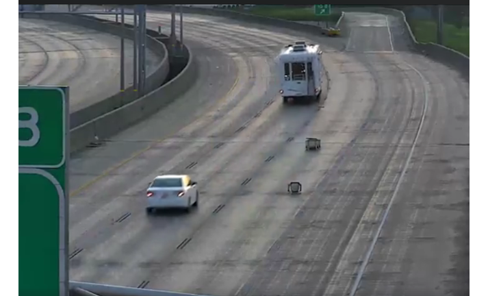 Iowa Department of Transportation video shows junk falling into interstate lanes