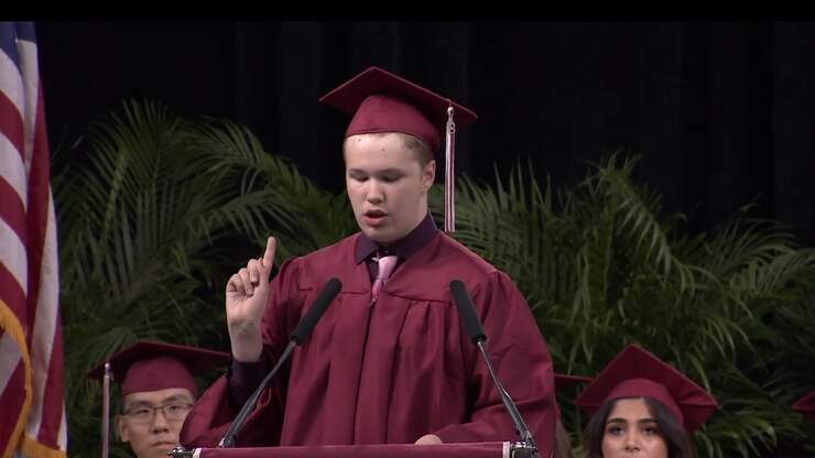 Autistic boy gives graduation speech picture
