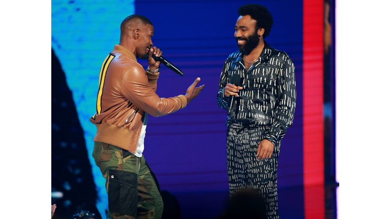 Jamie Foxx and Donald Glover at the 2018 BET Awards