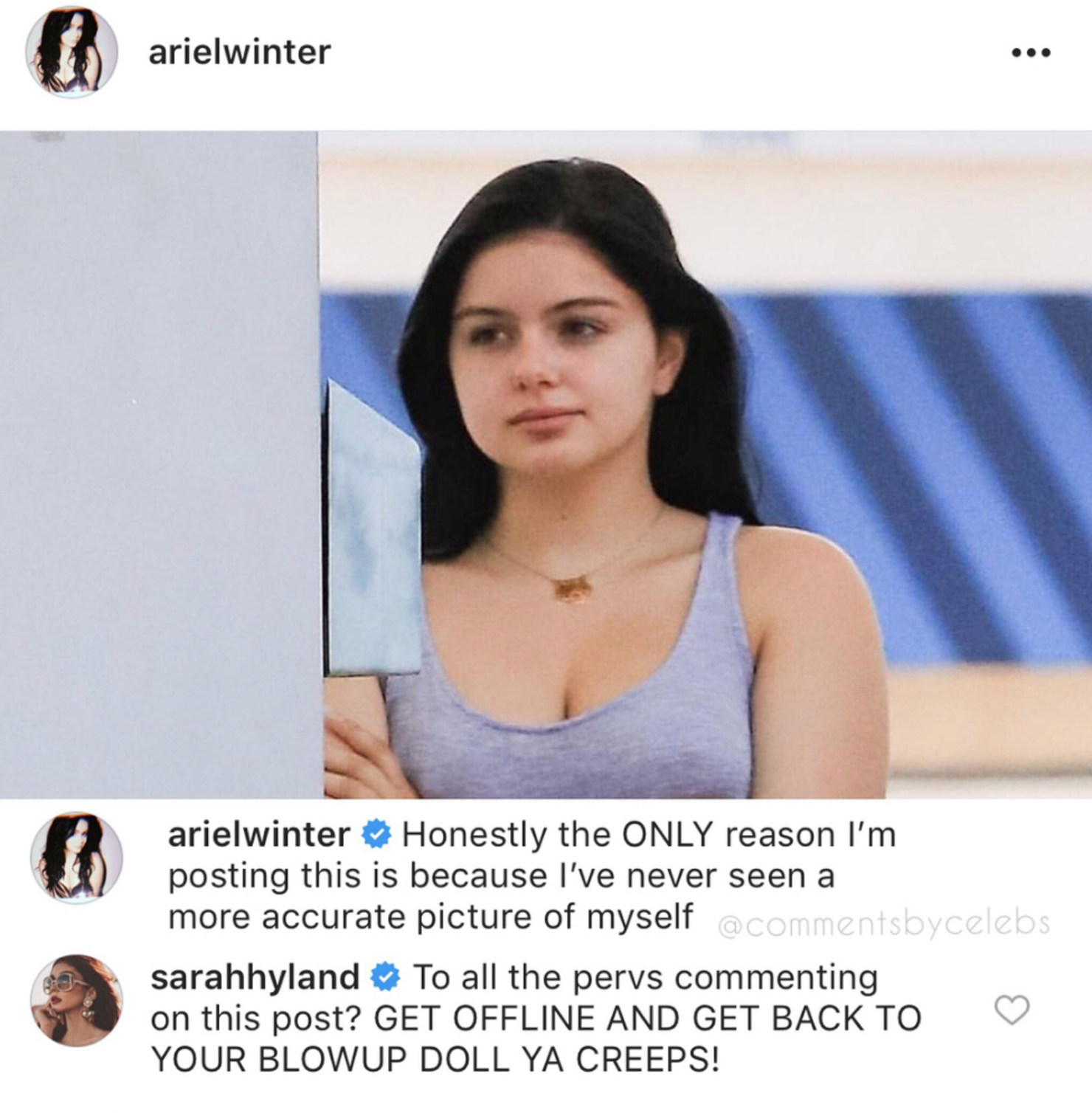 Sarah Hyland Defends Tv Sister Ariel Winter From Instagram Creeps Iheart 