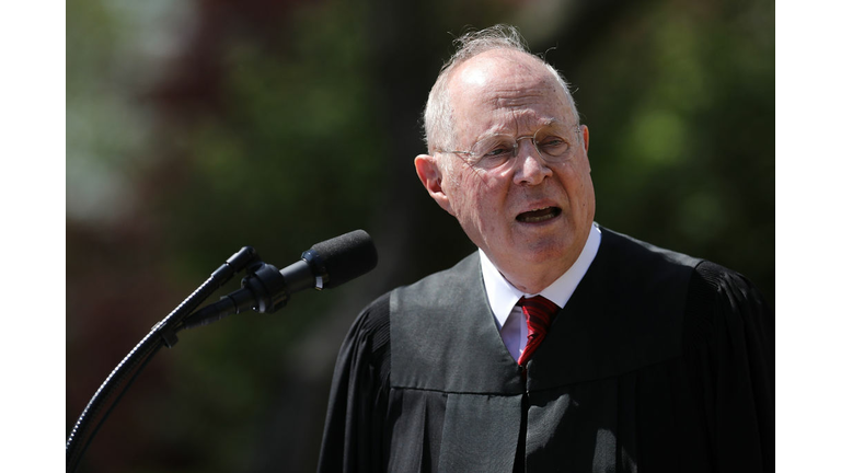 Supreme Court Associate Justice Anthony Kennedy delivers remarks before administering the judicial oath to Judge Neil Gorsuch during a ceremony in the Rose Garden at the White House April 10, 2017 in Washington, DC. Earlier in the day Gorsuch, 49, was sworn in as the 113th Associate Justice in a private ceremony at the Supreme Court. (Photo by Chip Somodevilla/Getty Images)
