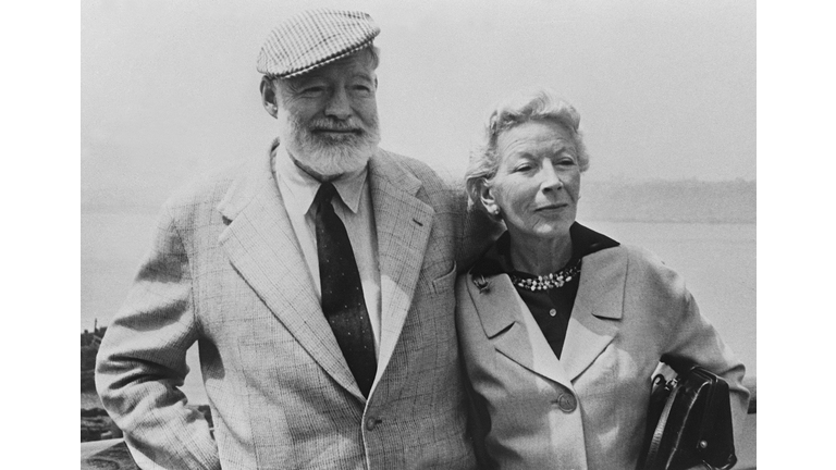 Picture dated of the 60's showing American writer Ernest Hemingway (L) with his wife on board the 'Constitution' crossing the Atlantic Ocean toward Europe. (Photo credit should read -/AFP/Getty Images)