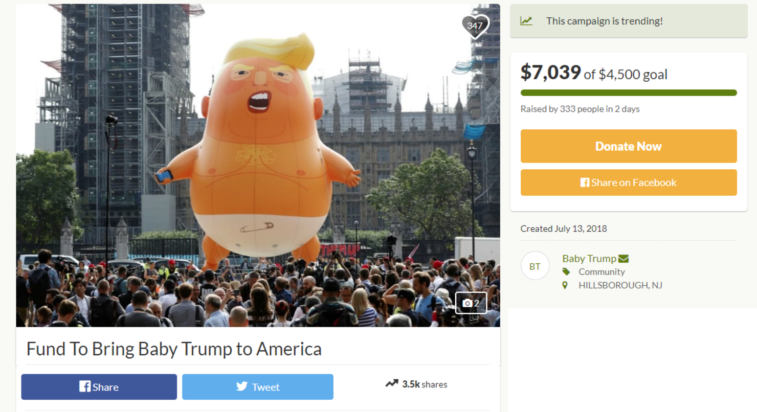 Trump Baby Balloon coming to America