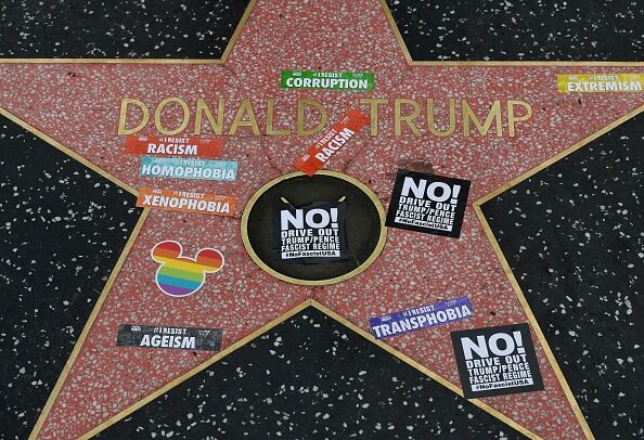 Donald Trump Walk of Fame Star protested. Getty Images